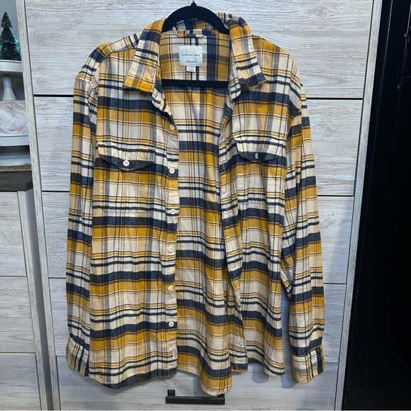 American Eagle Outfitters Other - American Eagle Super Soft Button Up Shirt Mens Size XXL Yellow Long Sleeve